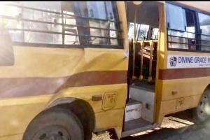 #DivineGraceInternational School Bus Crashes Into Parked Lorry in Nagaram; Two Students Injured